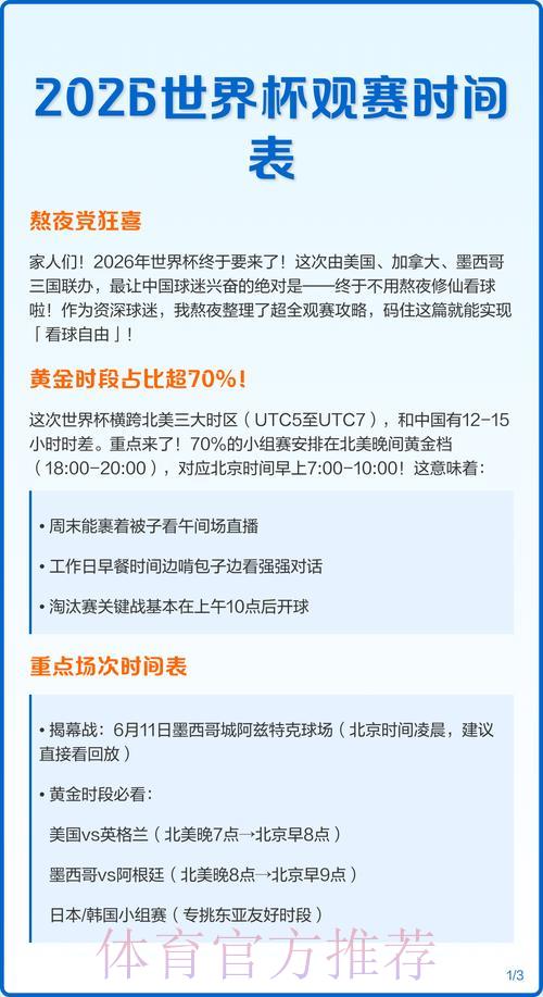 2026年世界杯全程赛事时间表详细攻略